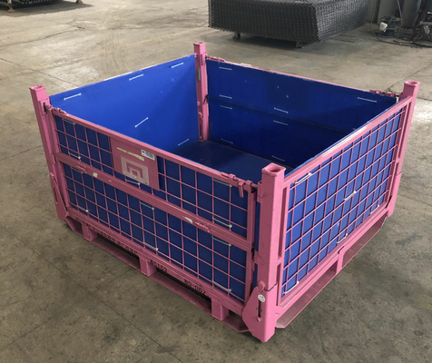 Stackable Welded Steel Wire Mesh Pallet Containers Powder Coating Surface