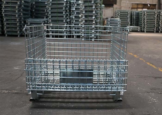 Stackable collapsible 800mm galvanized mesh roll container for warehouse