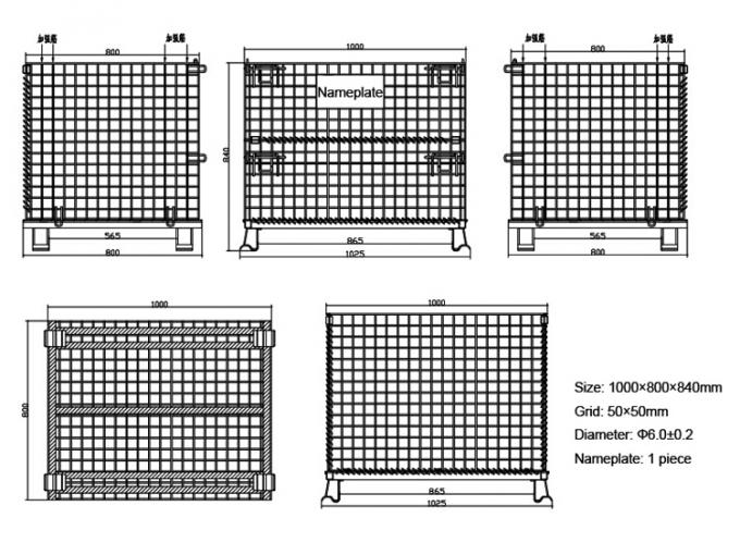 Cold Galvanized Foldable Movable Wire Mesh Box For In - Line Assembly Work